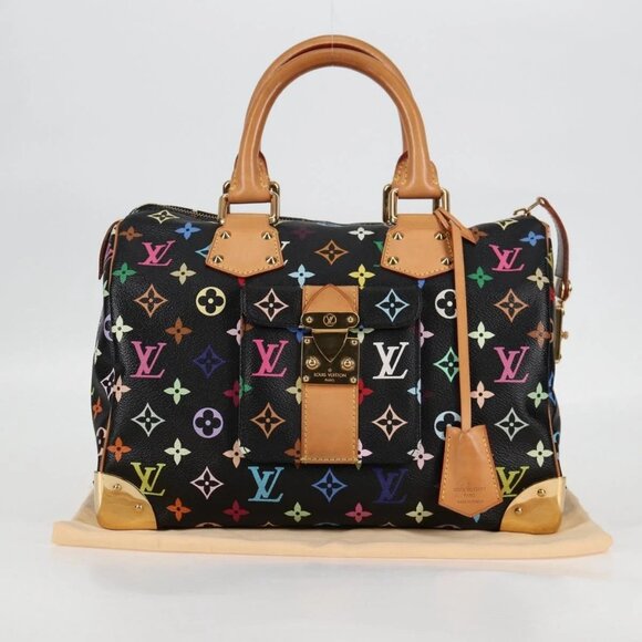 LOUIS VUITTON Monogram Multicolor Speedy 30 Hand Bag Black M92642 Auth 115220V - Picture 9 of 16